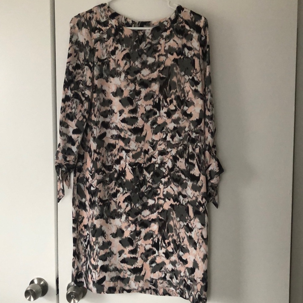 H&M tie sleeve, water print dress